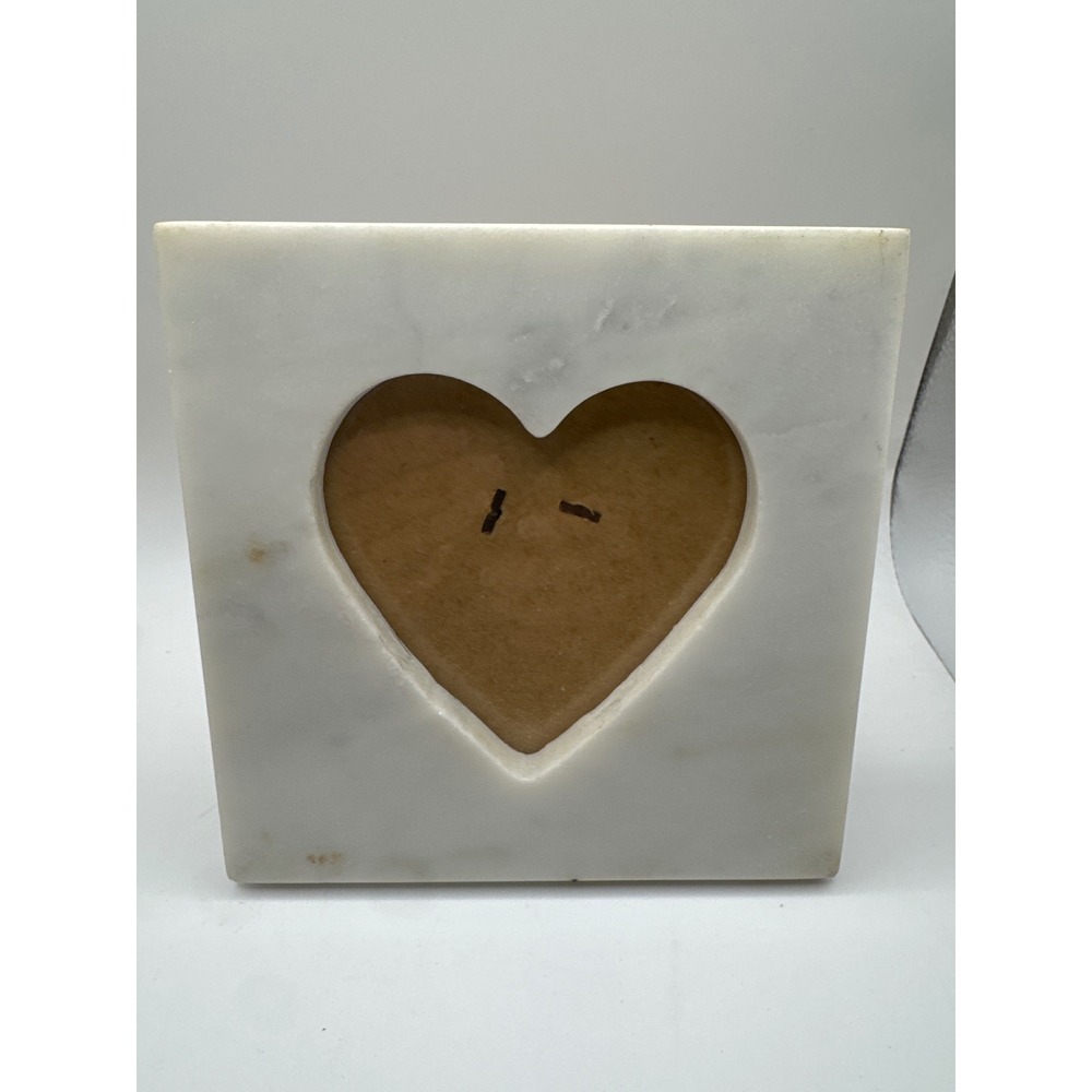 Cost Plus World Market White Marble Heart Picture Frame 5x5 Tabletop Decor